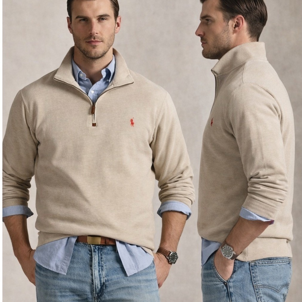 Nwt Polo Ralph Lauren Estate-Rib 4xb Big & Tall Heather Beige Mockneck Sweater